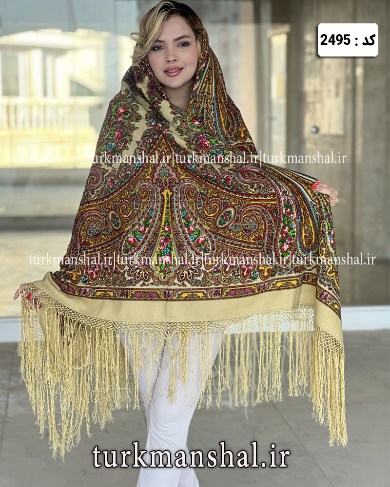 روسری ترکمنی پشمی اصیل