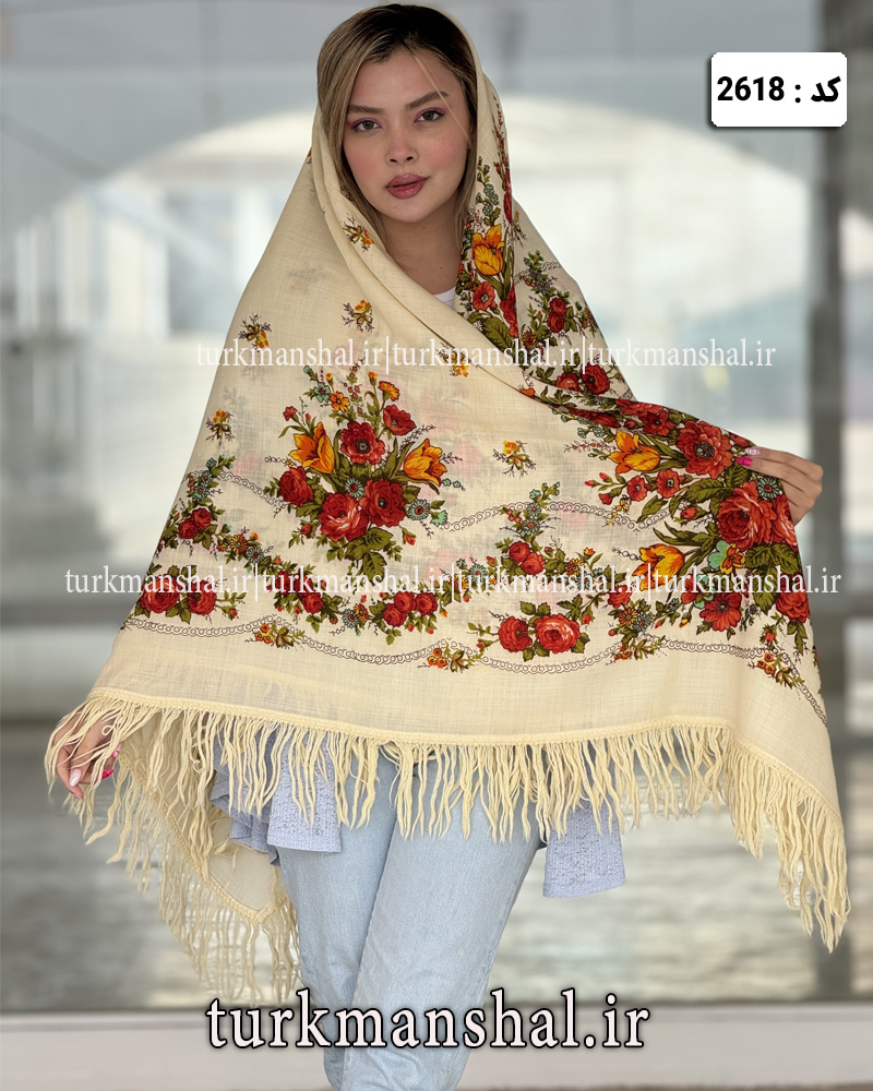 روسری ترکمنی پشمی اصیل
