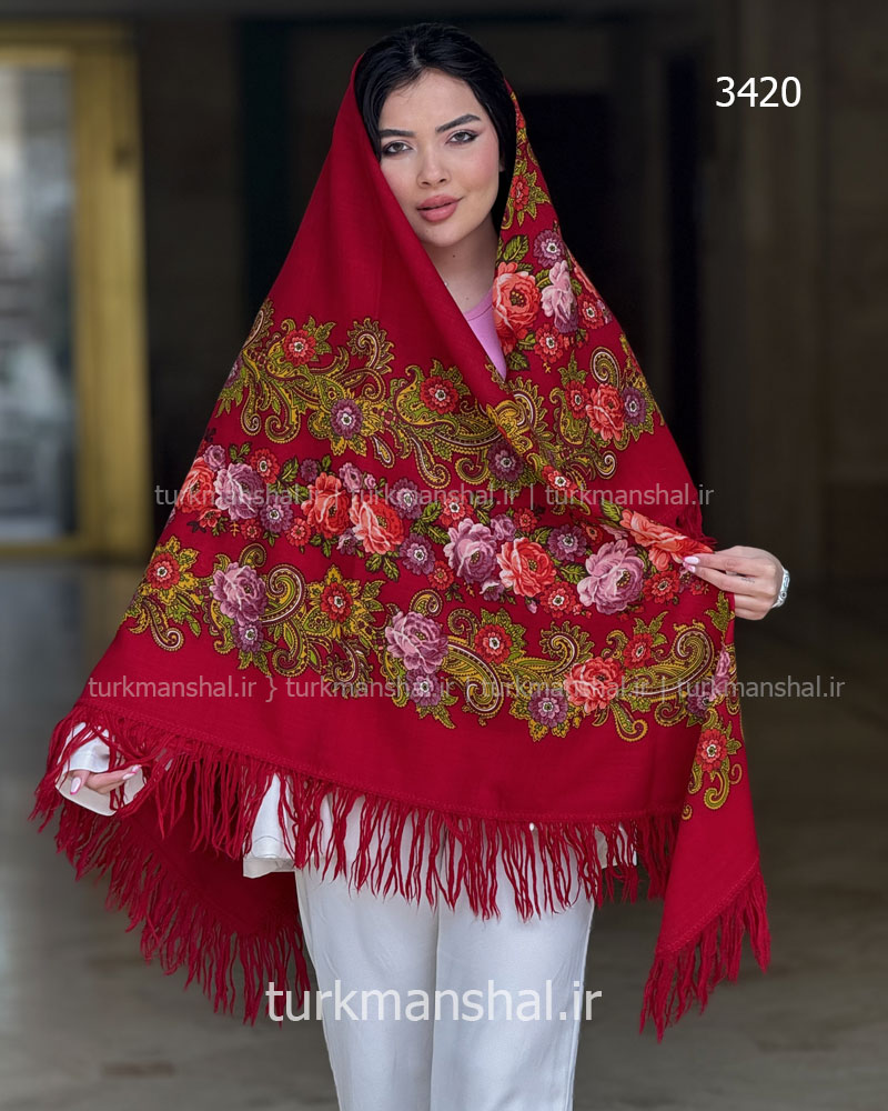 روسری ترکمنی پشمی اصیل