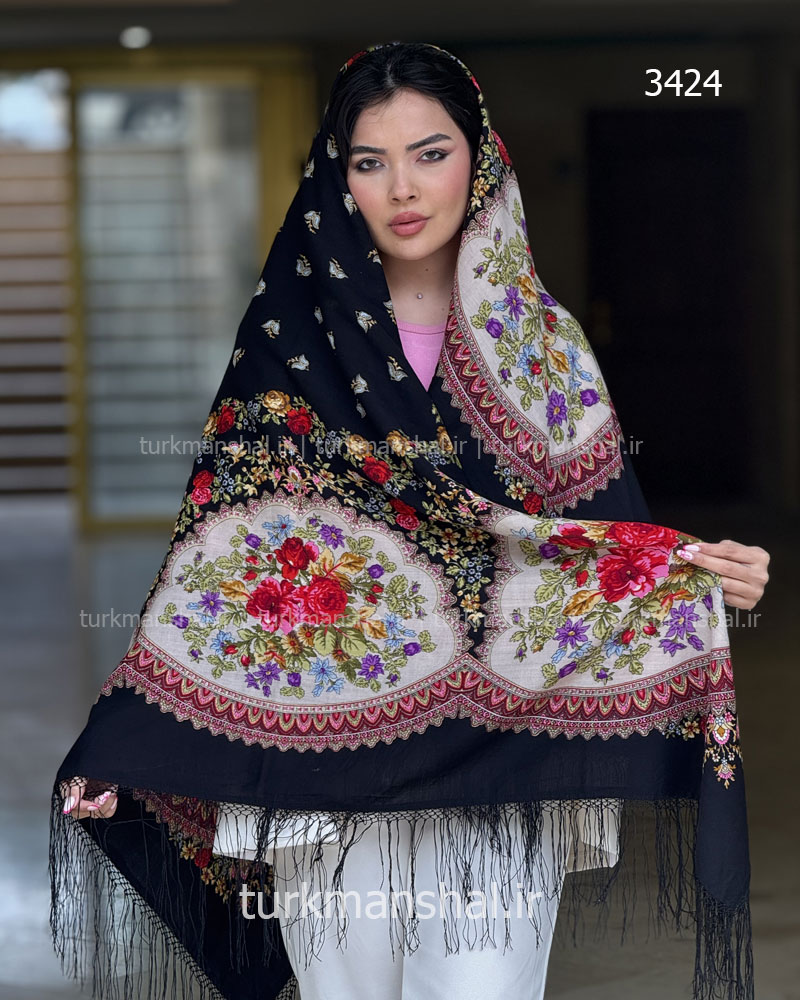 روسری ترکمنی پشمی اصیل