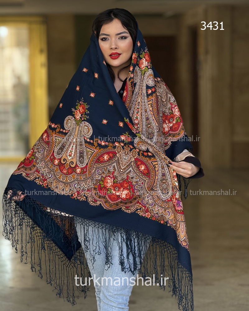 روسری ترکمنی پشمی اصیل