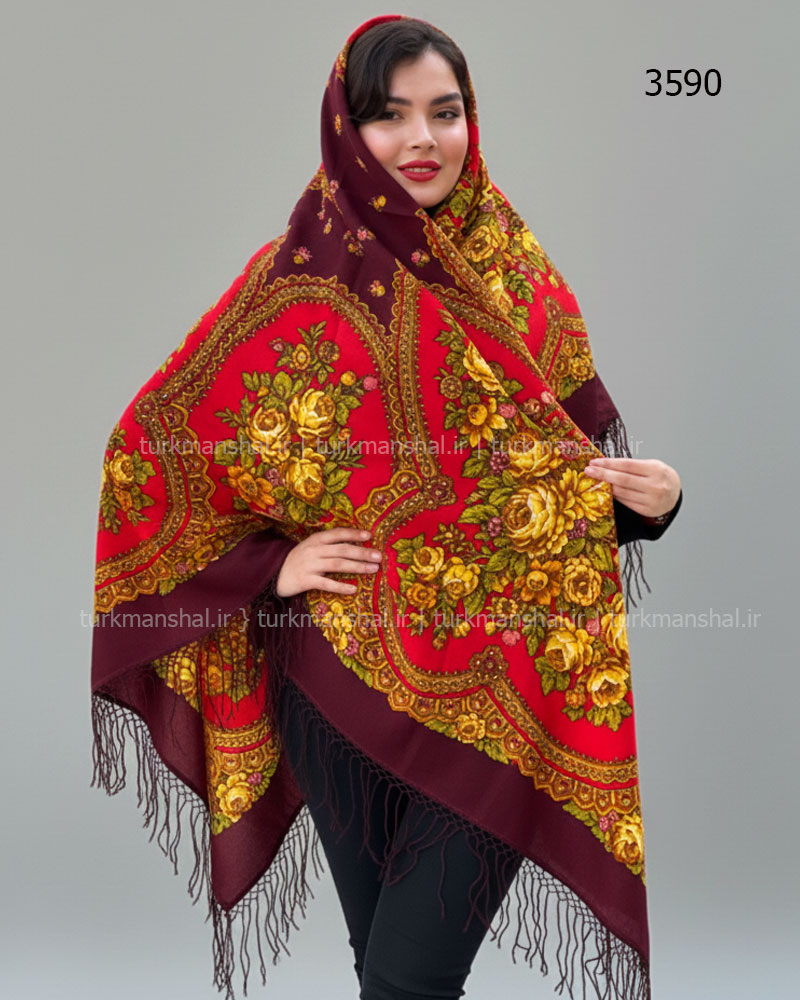 روسری ترکمنی پشمی اصیل
