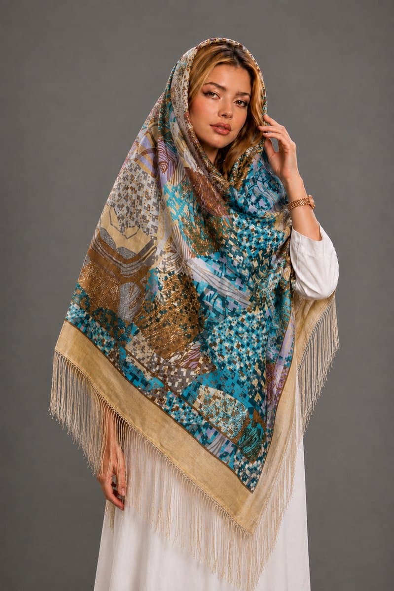 روسری ترکمنی طرح ایتالیایی