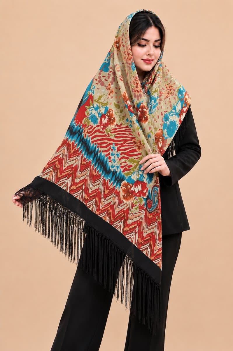 روسری ترکمنی طرح ایتالیایی