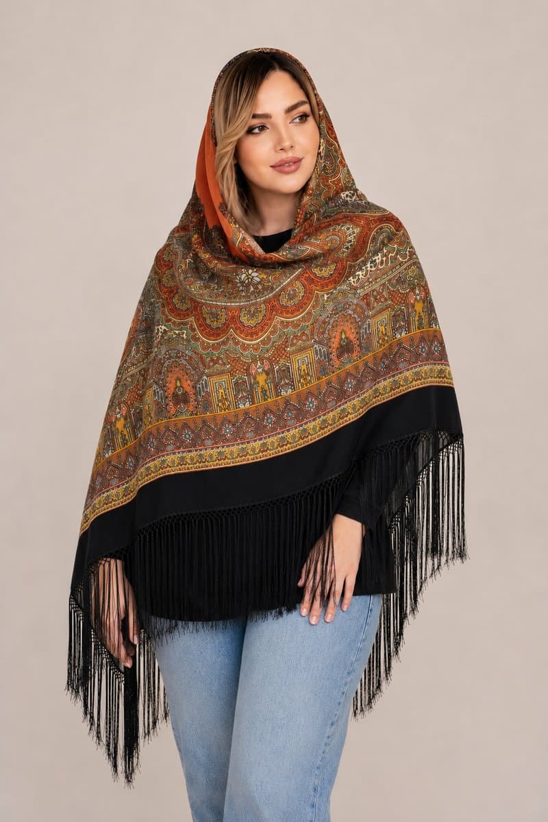 روسری ترکمنی طرح ایتالیایی
