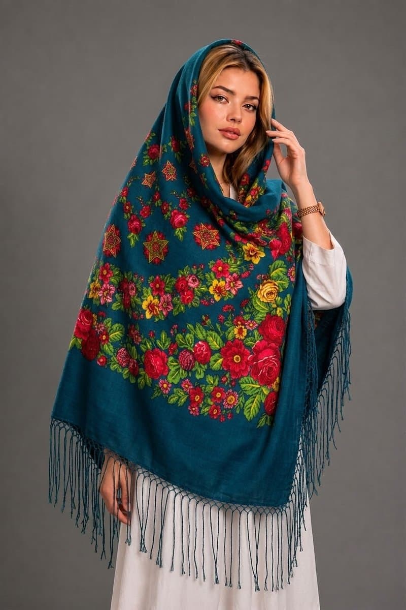 روسری ترکمنی پشمی اصیل
