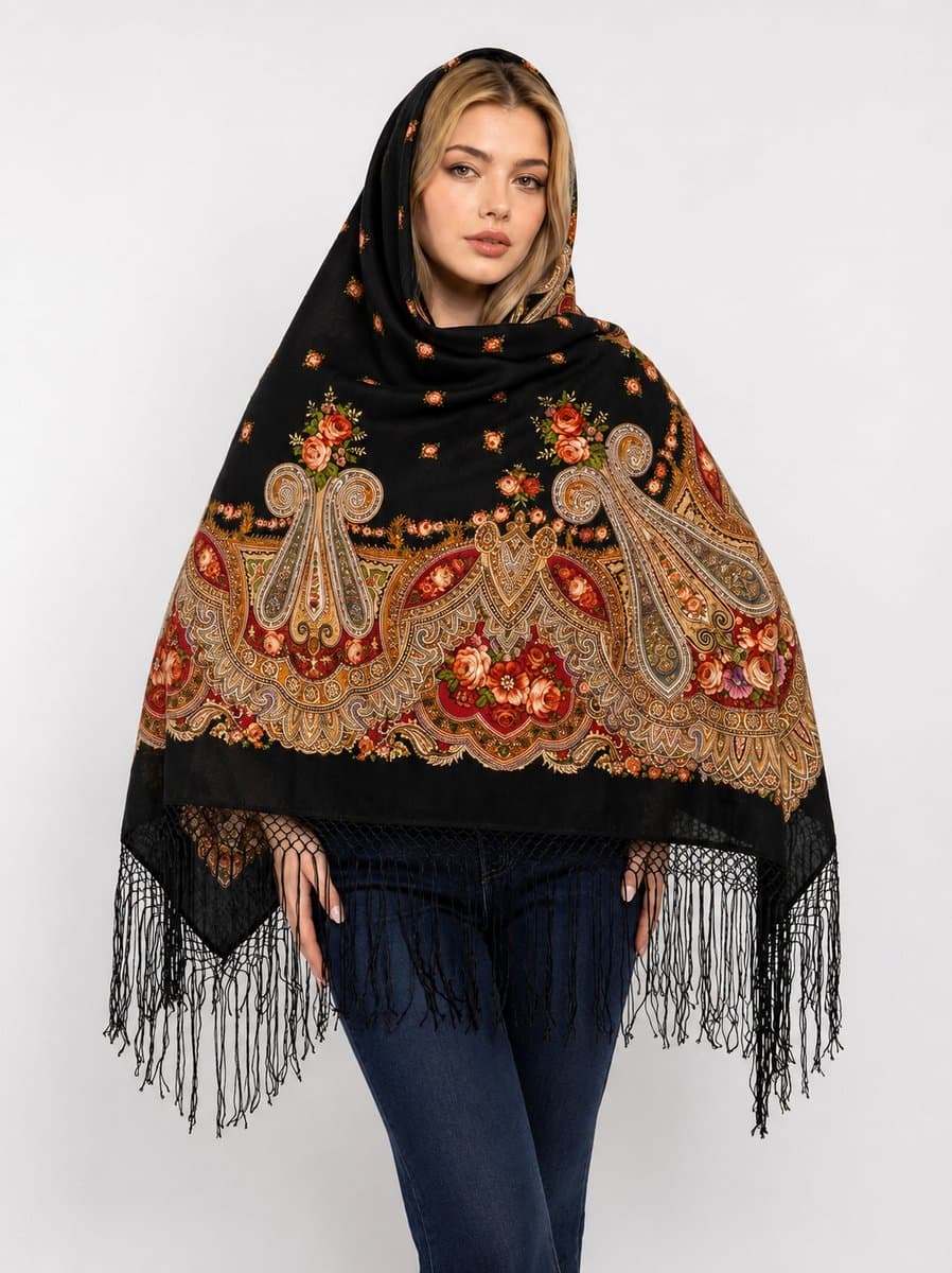 روسری ترکمنی پشمی اصیل
