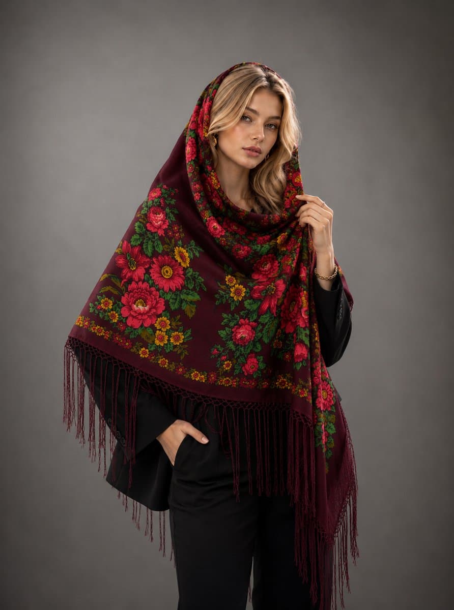 روسری ترکمنی پشمی اصیل