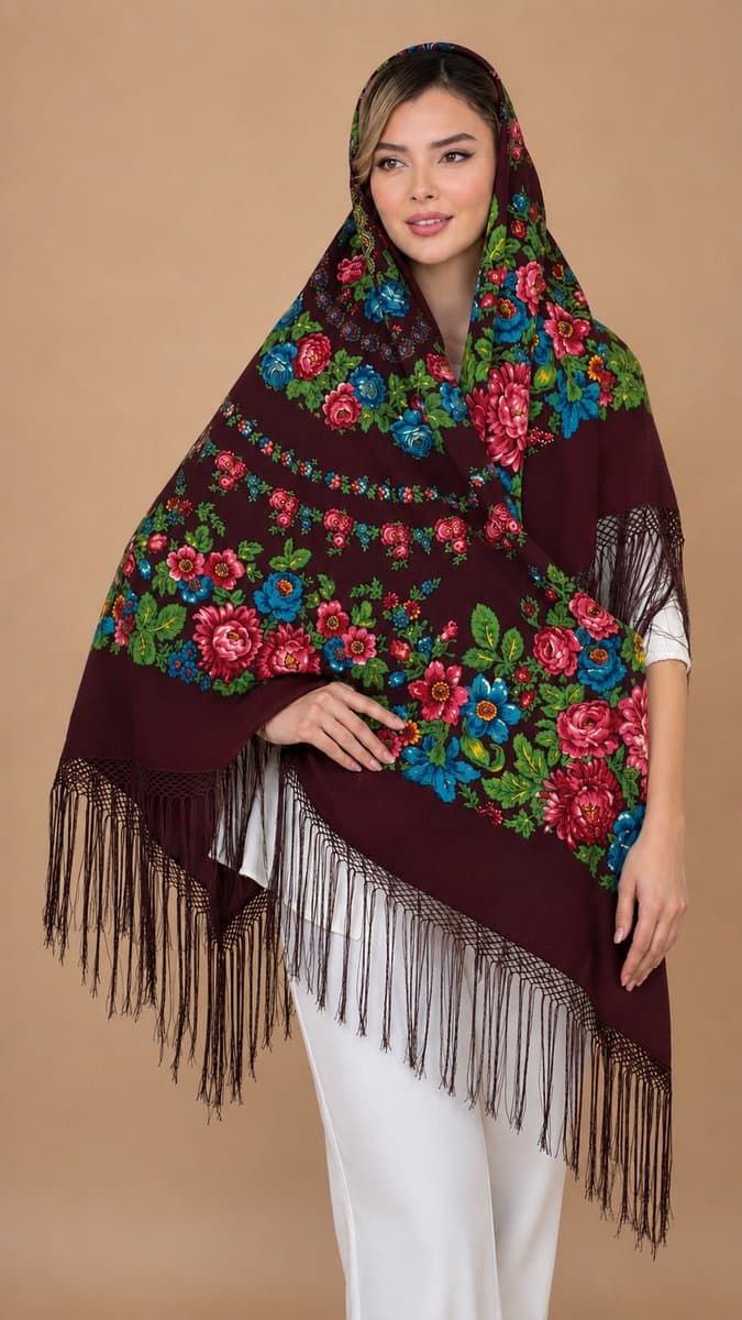 روسری ترکمنی پشمی اصیل