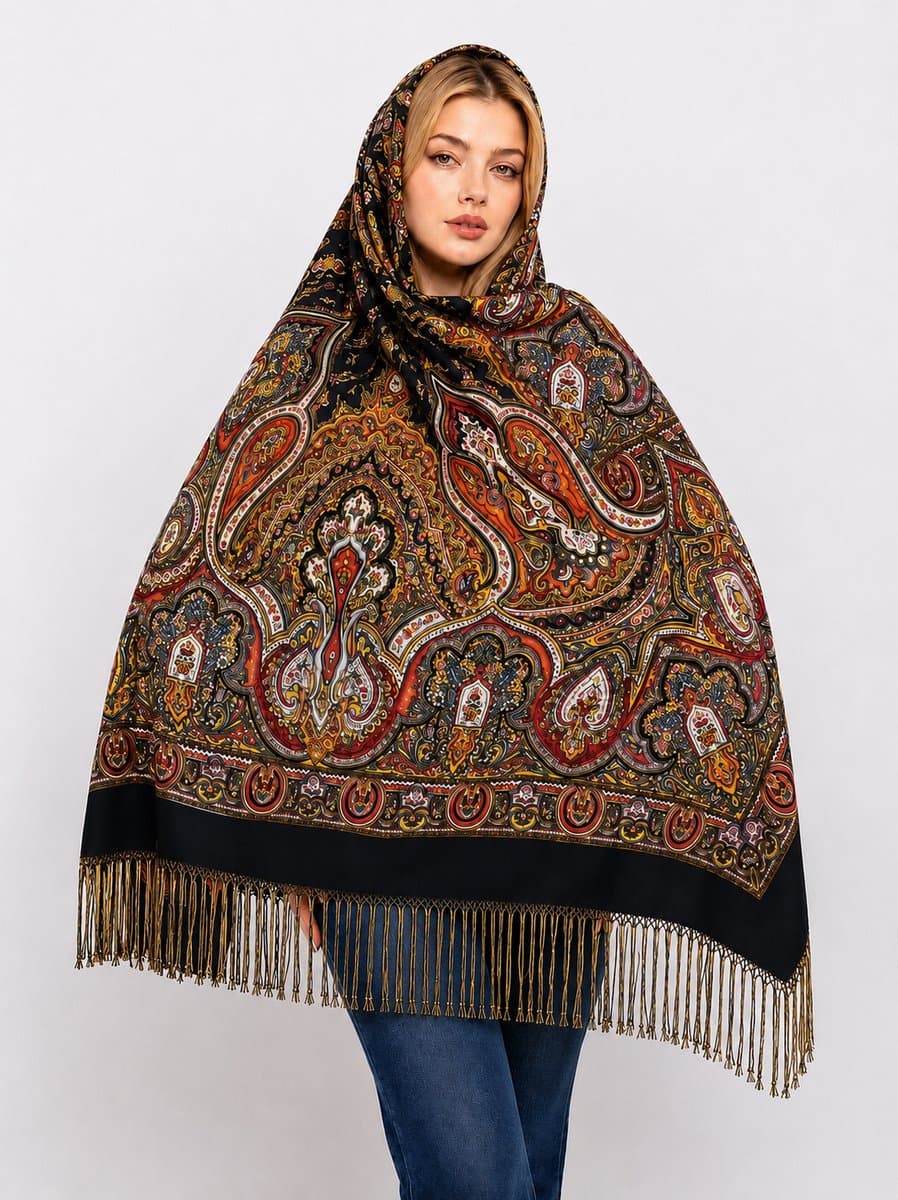 روسری ترکمنی پشمی اصیل