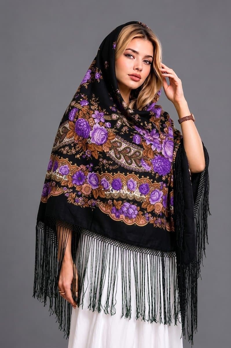 روسری ترکمنی پشمی اصیل