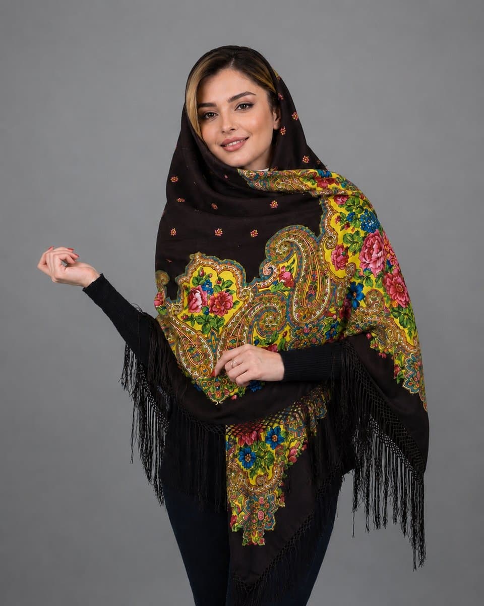 روسری ترکمنی پشمی اصیل