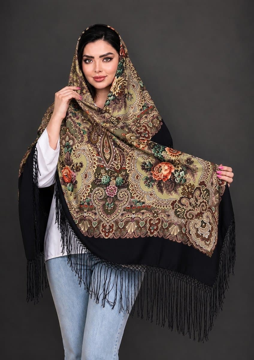 روسری ترکمنی پشمی اصیل
