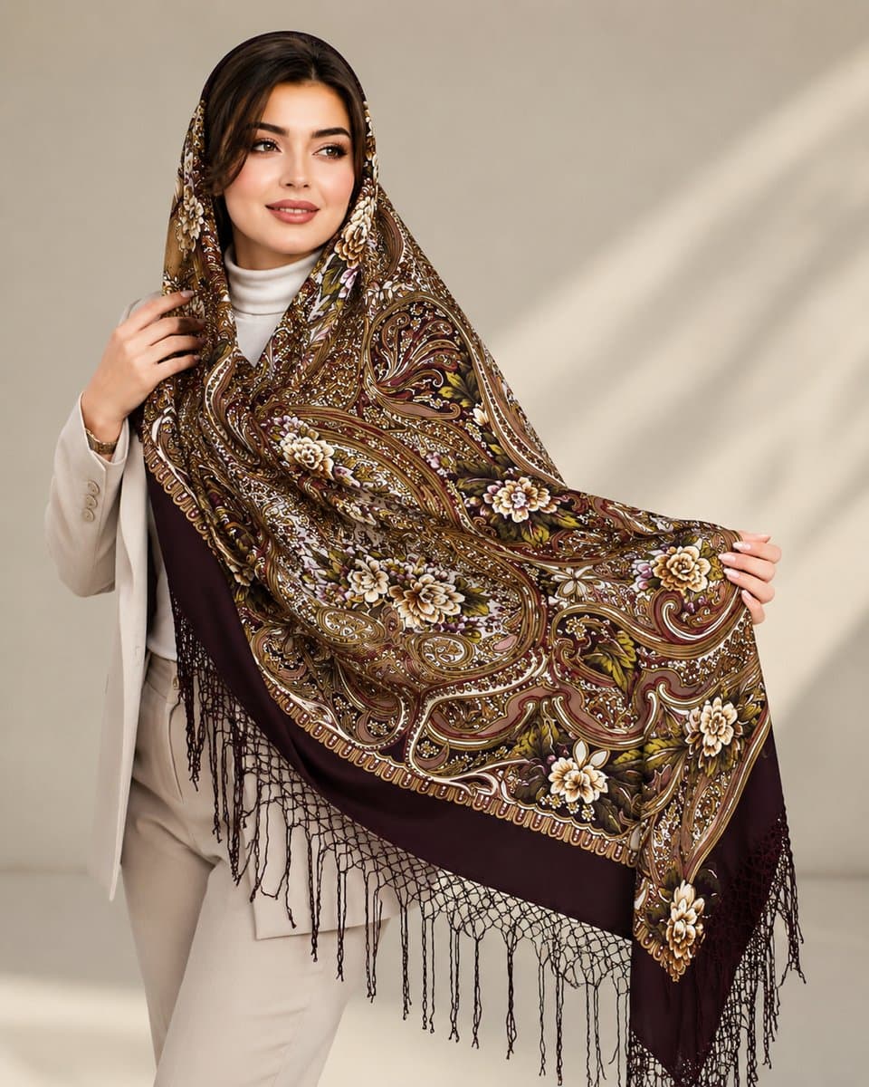 روسری ترکمنی پشمی اصیل