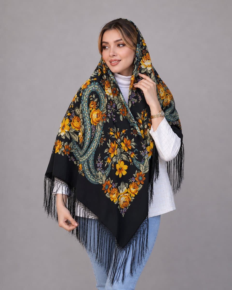 روسری ترکمنی پشمی اصیل