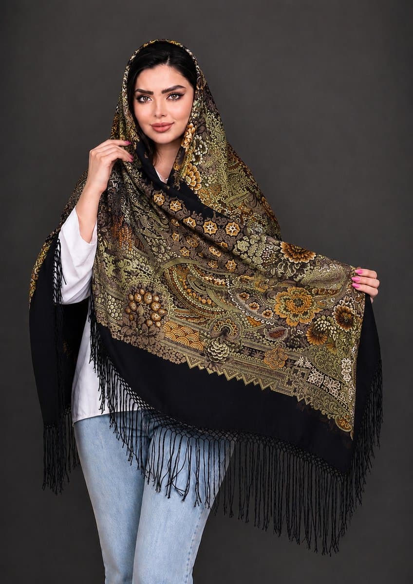 روسری ترکمنی پشمی اصیل
