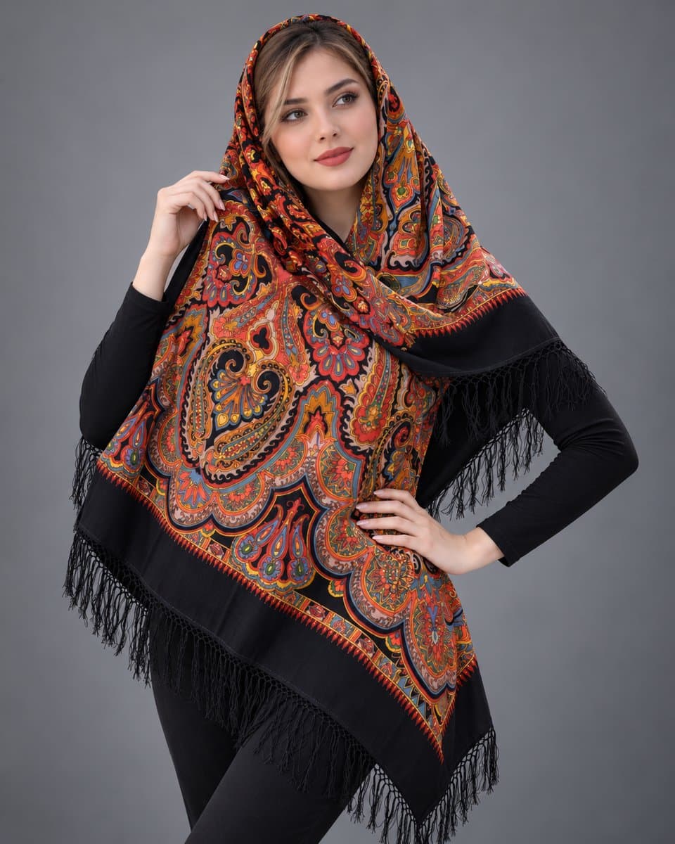 روسری ترکمنی پشمی اصیل