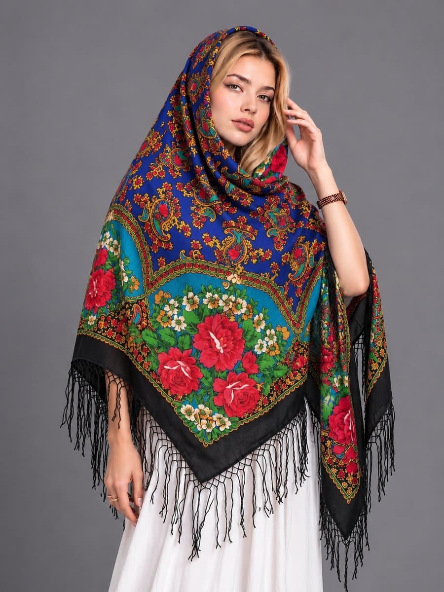 روسری ترکمنی پشمی اصیل