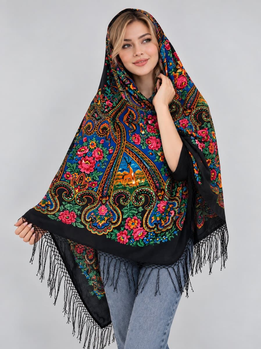روسری ترکمنی پشمی اصیل