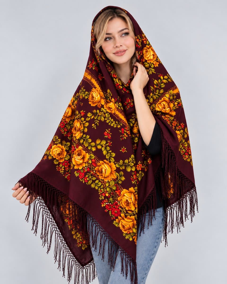 روسری ترکمنی پشمی اصیل