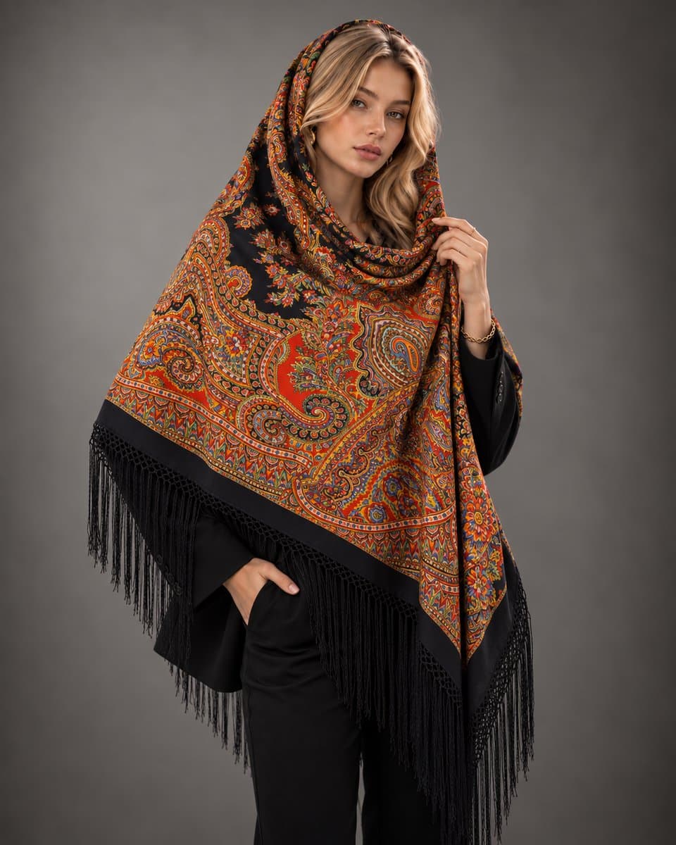 روسری ترکمنی پشمی اصیل