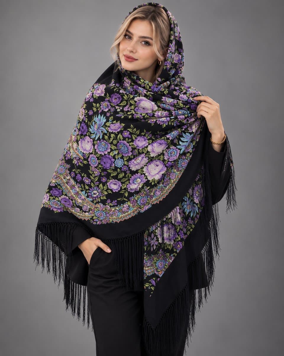 روسری ترکمنی پشمی اصیل