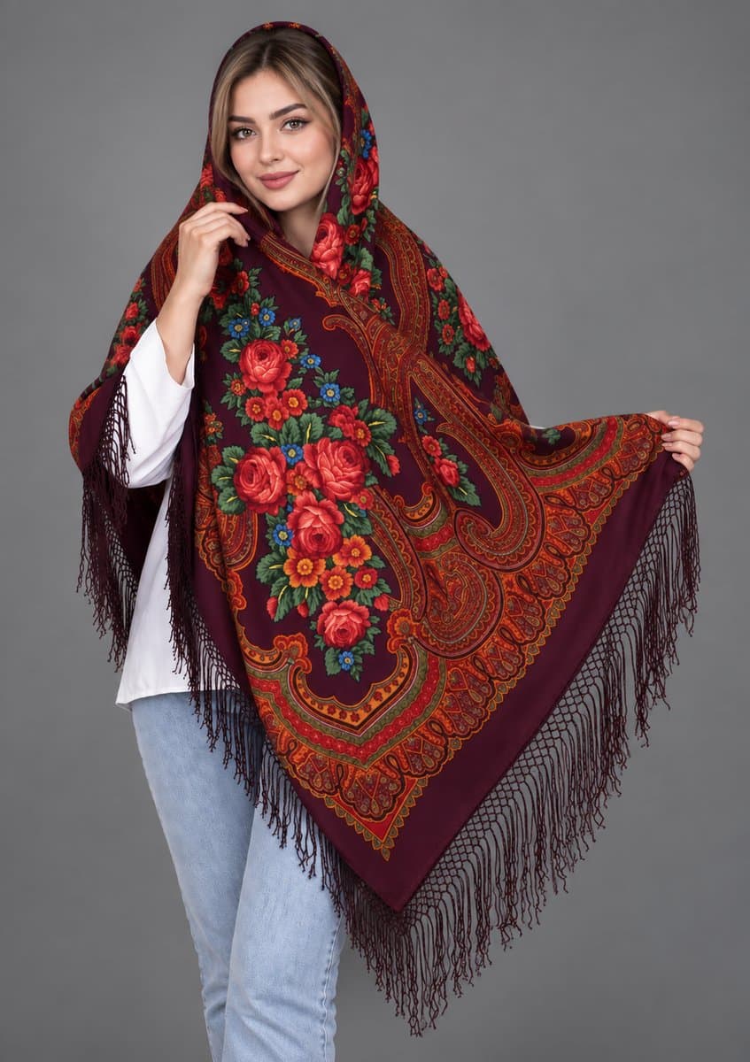 روسری ترکمنی پشمی اصیل