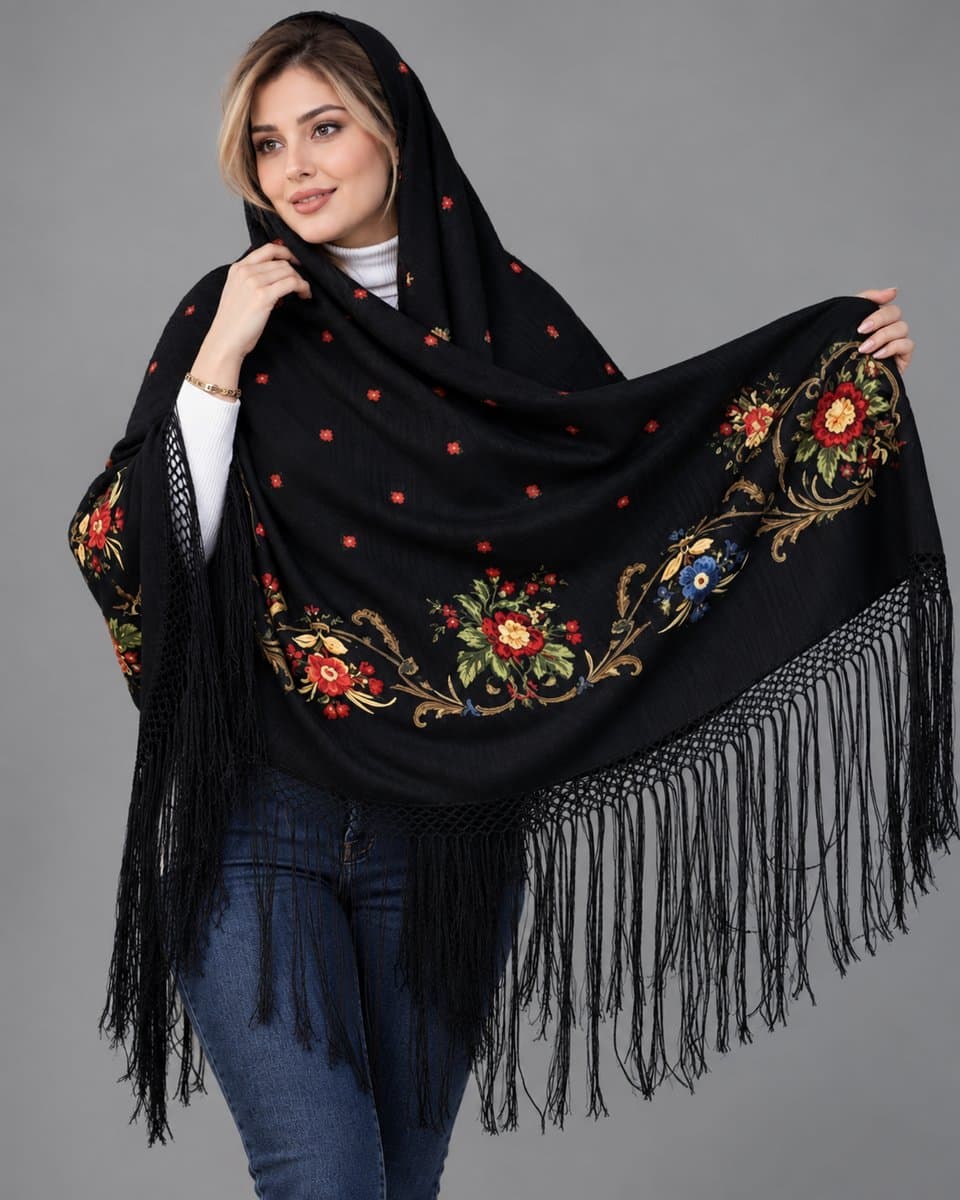 روسری ترکمنی پشمی اصیل