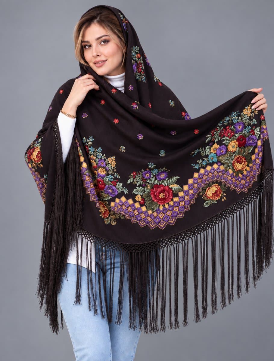 روسری ترکمنی پشمی اصیل