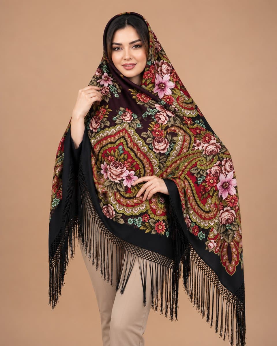 روسری ترکمنی پشمی اصیل