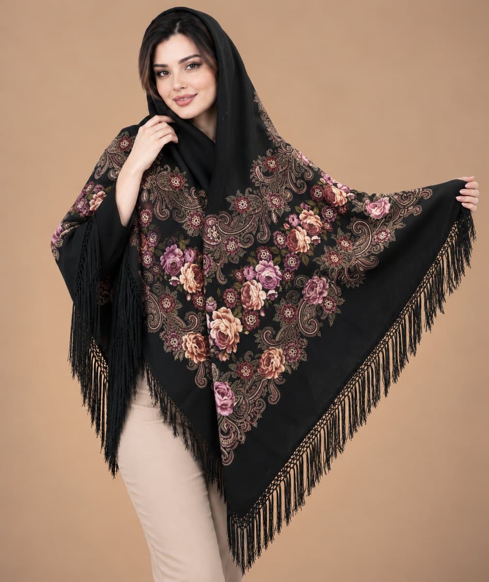 روسری ترکمنی پشمی اصیل