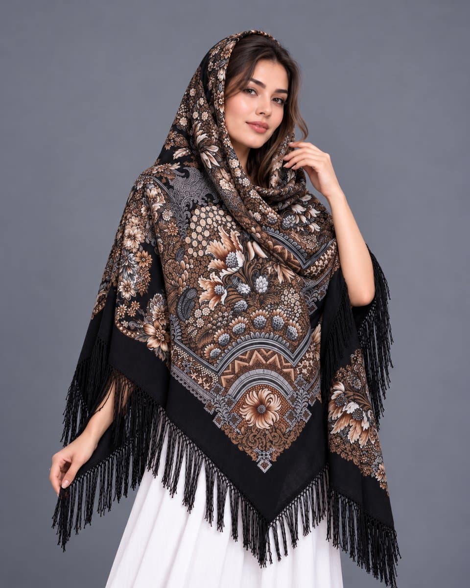 روسری ترکمنی پشمی اصیل