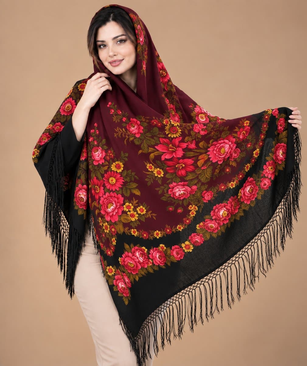 روسری ترکمنی پشمی اصیل