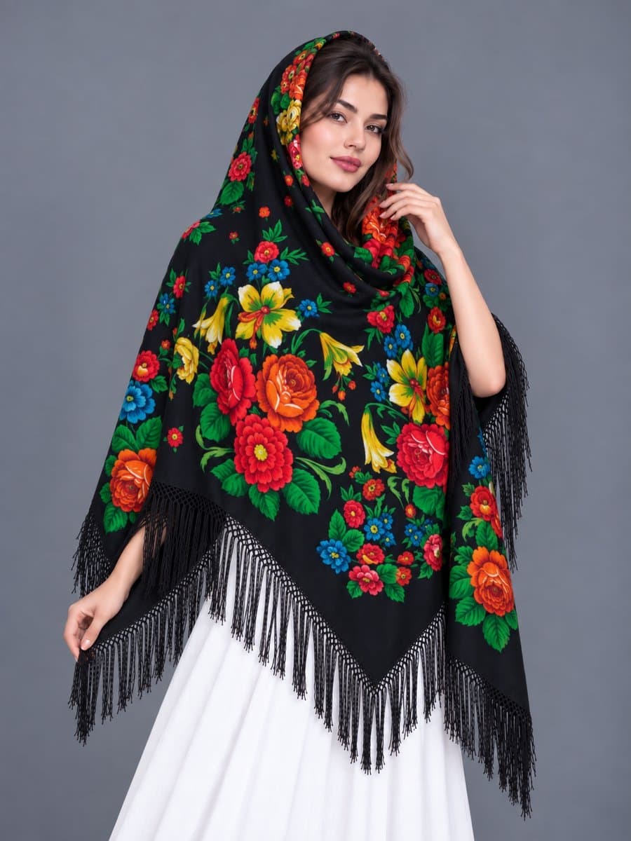 روسری ترکمنی پشمی اصیل