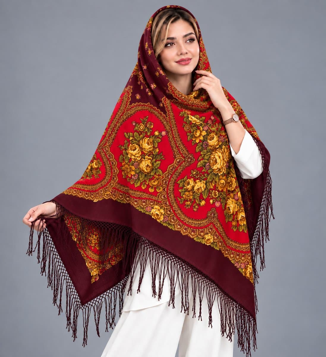 روسری ترکمنی پشمی اصیل