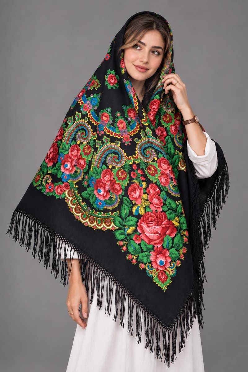 روسری ترکمنی پشمی اصیل