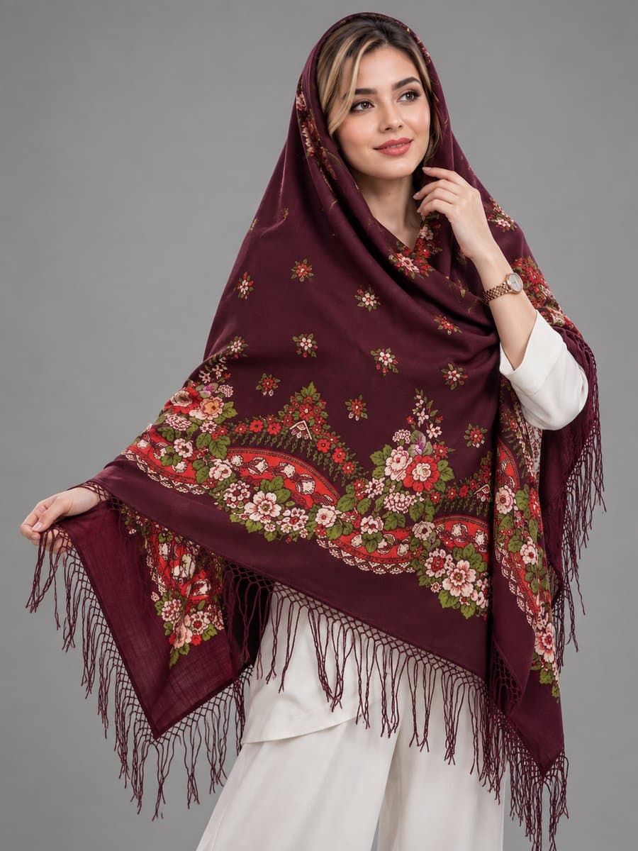 روسری ترکمنی پشمی اصیل