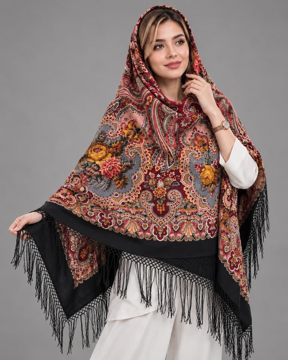 روسری ترکمنی پشمی اصیل