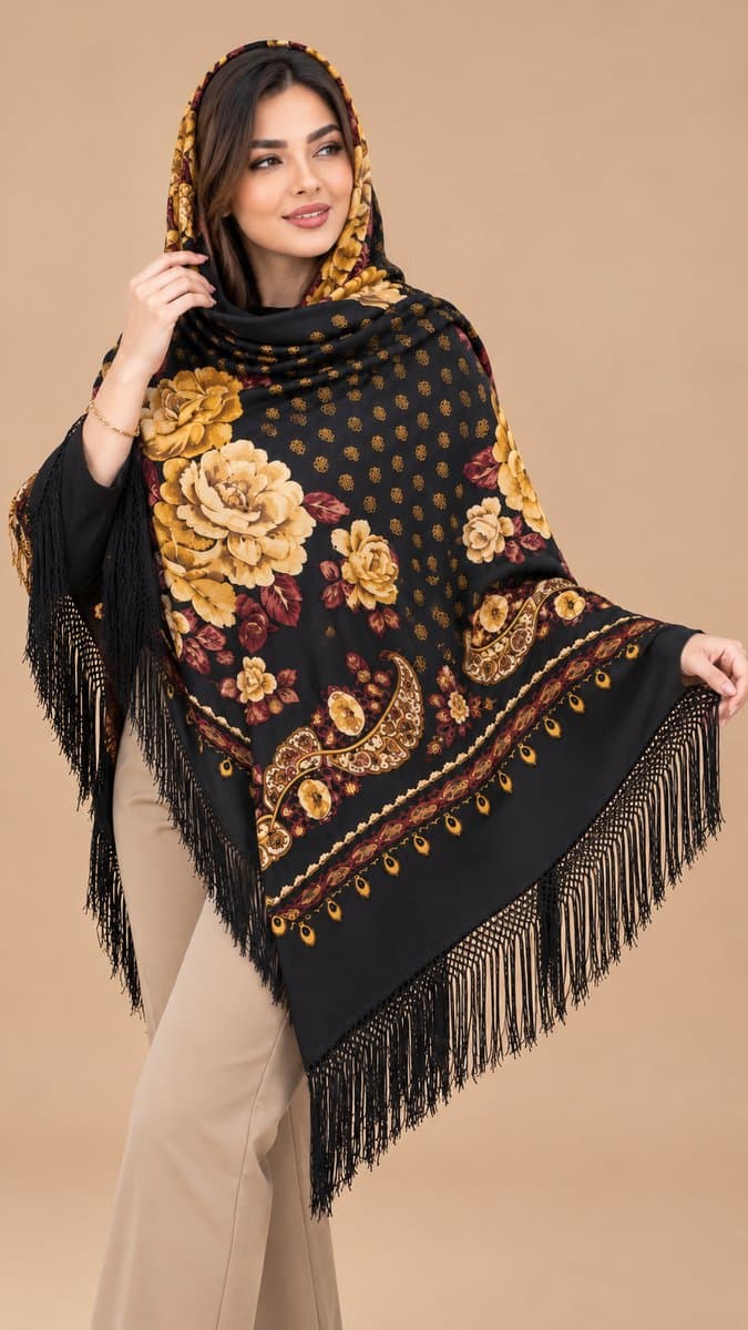 روسری ترکمنی پشمی اصیل