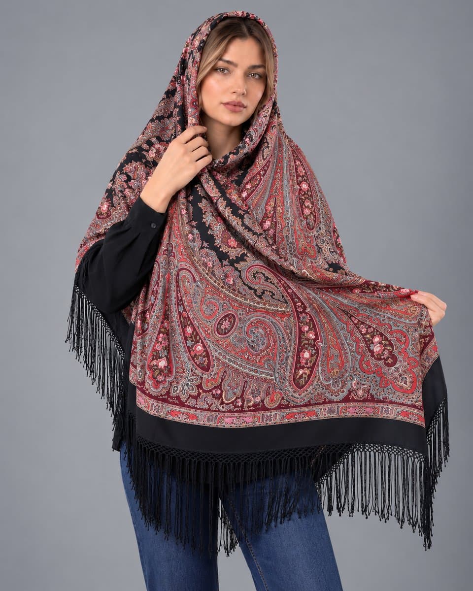 روسری ترکمنی پشمی اصیل