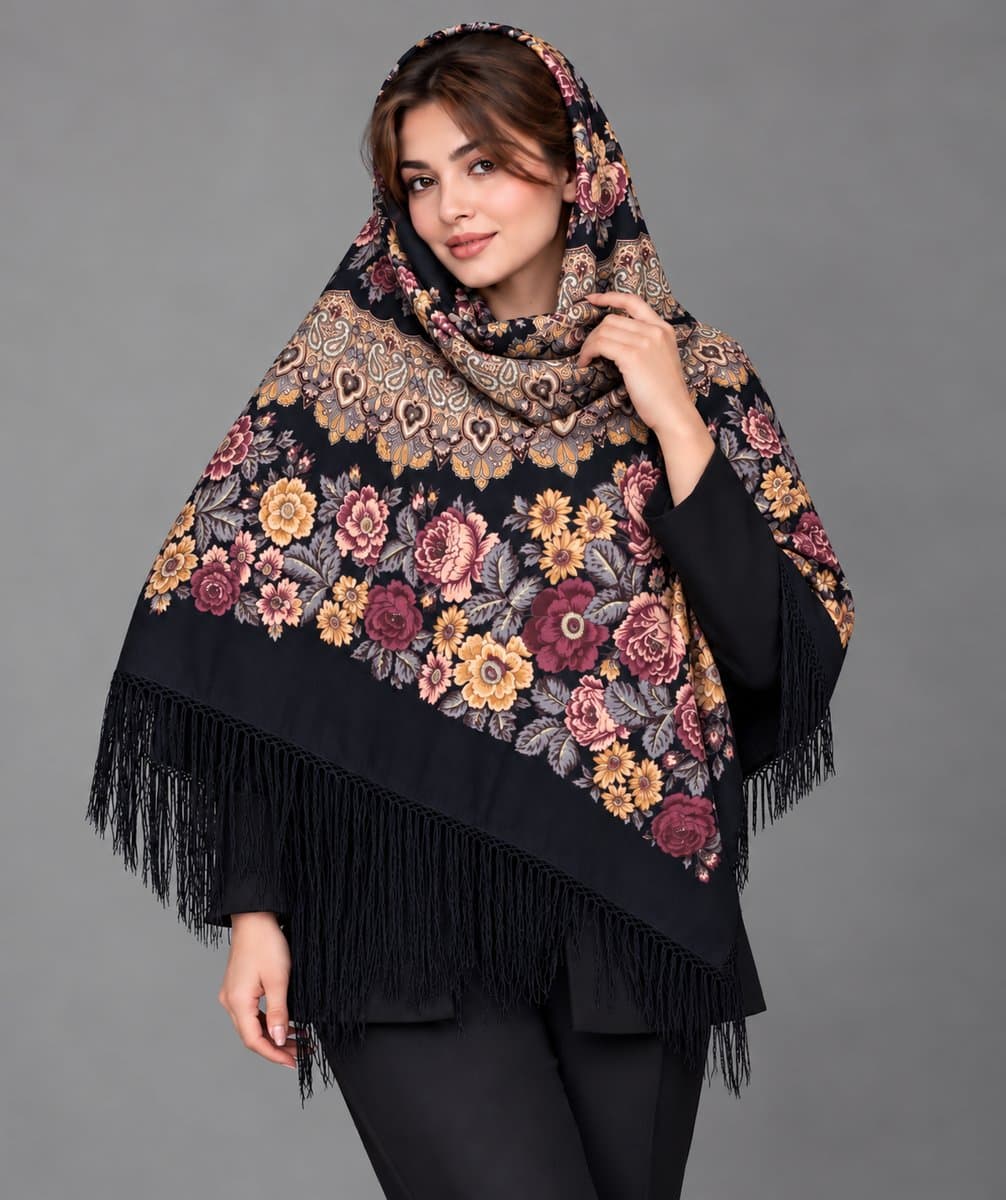 روسری ترکمنی پشمی اصیل گلشن
