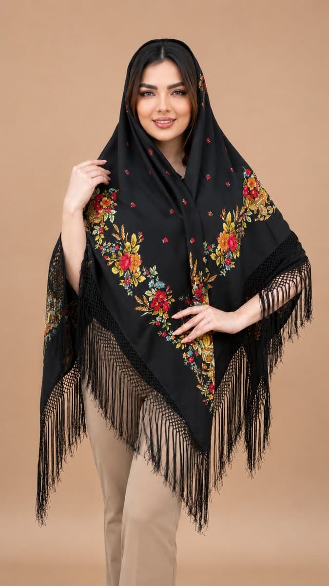 روسری ترکمنی پشمی اصیل