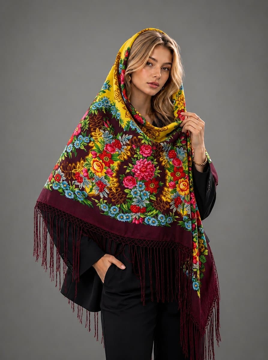 روسری ترکمنی پشمی اصیل