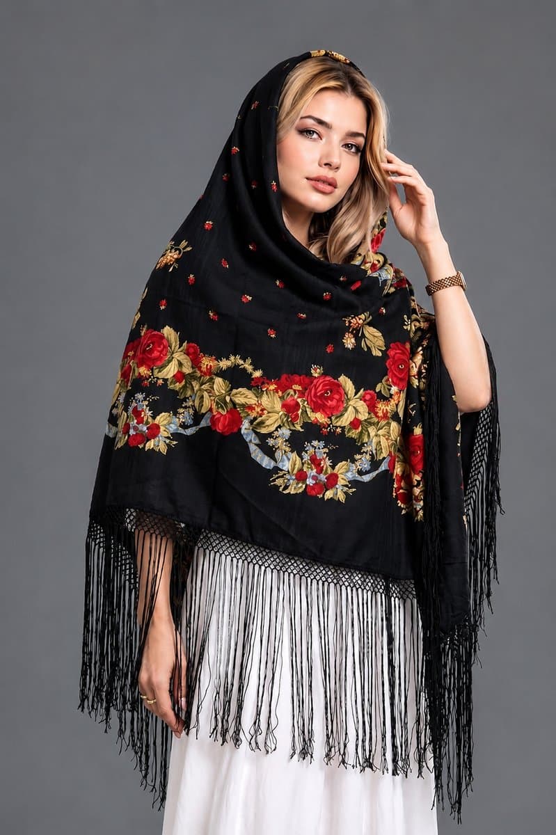 روسری ترکمنی پشمی اصیل