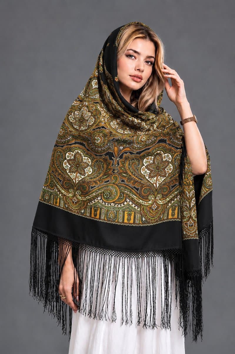 روسری ترکمنی پشمی اصیل