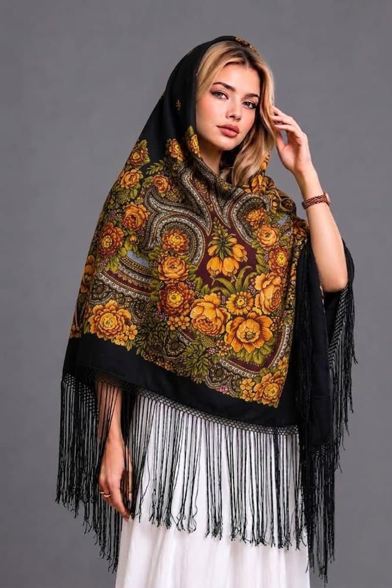 روسری ترکمنی پشمی اصیل