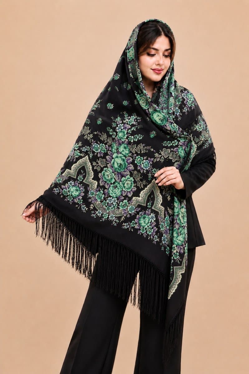 روسری ترکمنی پشمی اصیل
