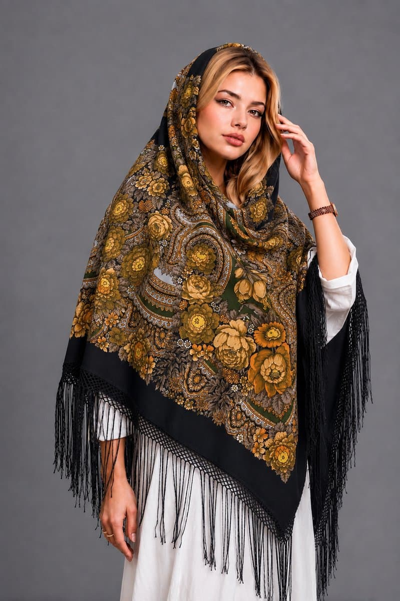 روسری ترکمنی پشمی اصیل