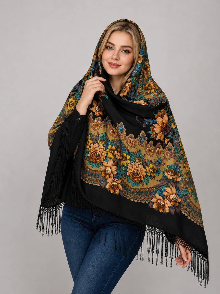 روسری ترکمنی پشمی اصیل