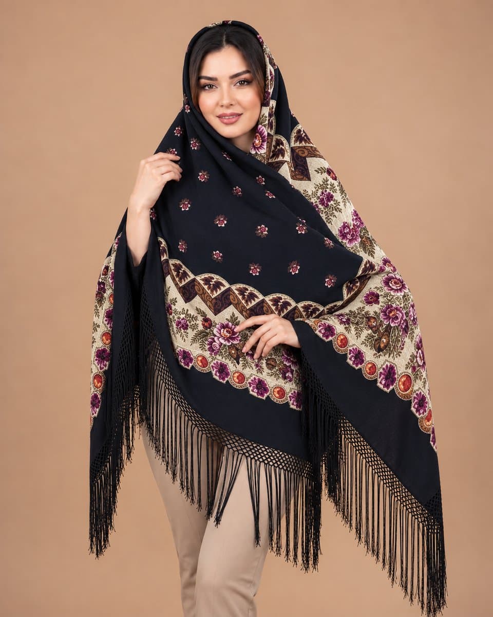 روسری ترکمنی پشمی اصیل